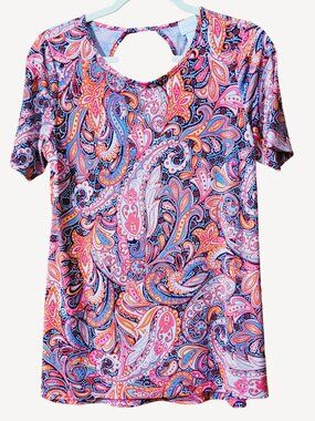 Chico’s Short-Sleeve Paisley Print Top - Size 0 (S)